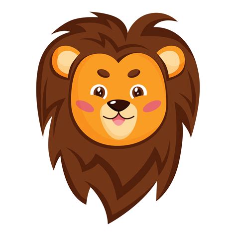 Cute Cartoon Lion Head Vector Illustration Isolated On White Background For Icon Logo Graphic