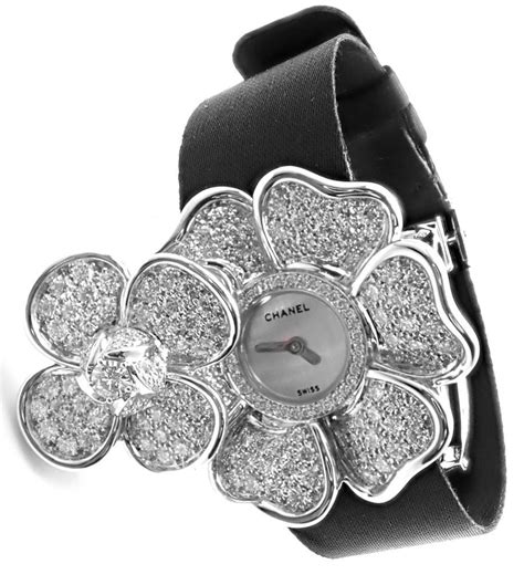 Authentic Chanel Secret Camélia 18k White Gold Diamond Ladies Watch