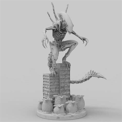 Alien Xenomorph With Hatched Eggs 3d Print Model By Seanguerrez