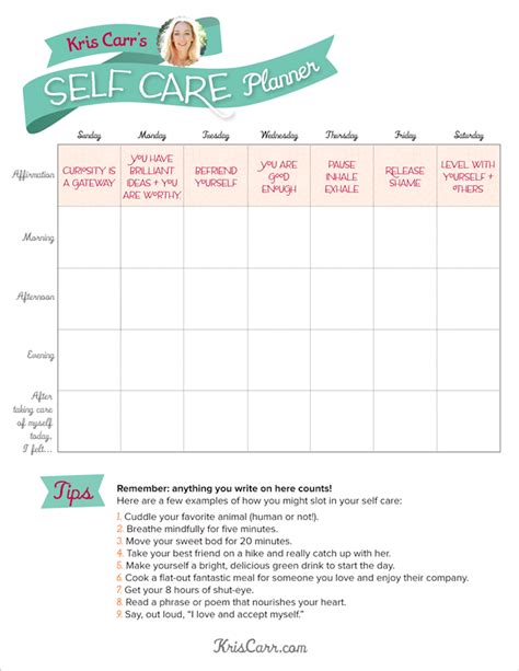 Self Care Planner Free Printable