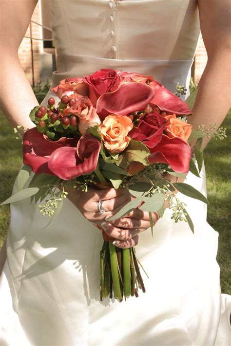 Bridal Bouquet With Burgundy Calla Lillies Leonidas Roses And Black