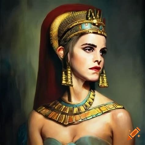 Oil Painting Of Emma Watson As Cleopatra