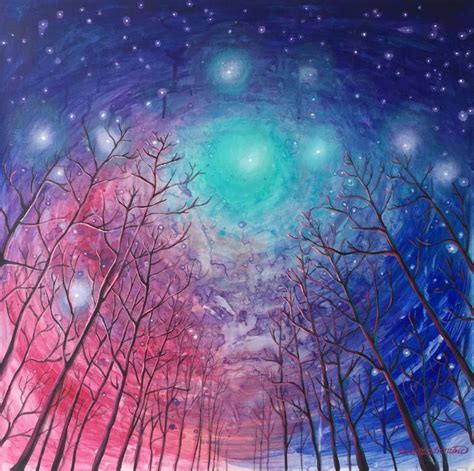 Galaxy Forest Painting By Violetta Strabic Saatchi Art