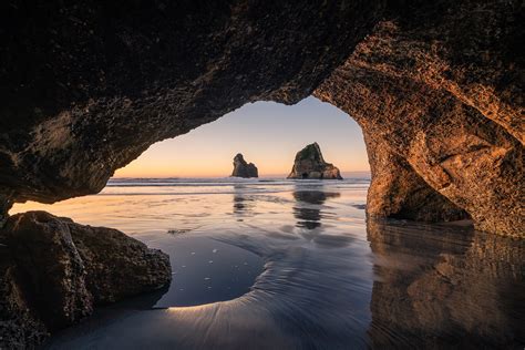 Wharariki Beach Cave Archway Islands South Island New Zealand