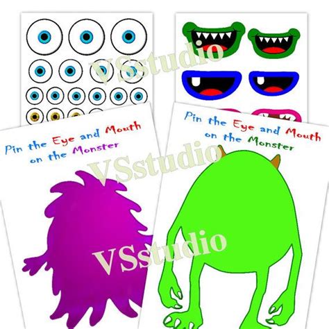 Pin The Eye And Mouth On The Monster Game Printable By Vsstudio