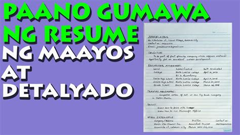 Paano Gumawa Ng Resume Ng Maayos At Detalyado How To Make A Resume