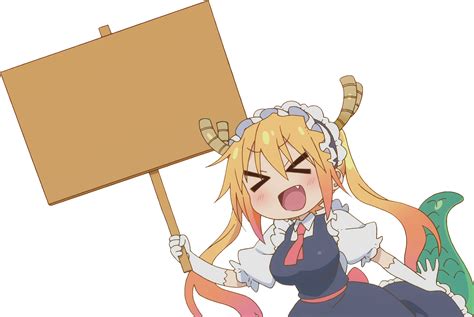 Tohru Holding Sign From S02e01 Waifu2x Pngquant Template R