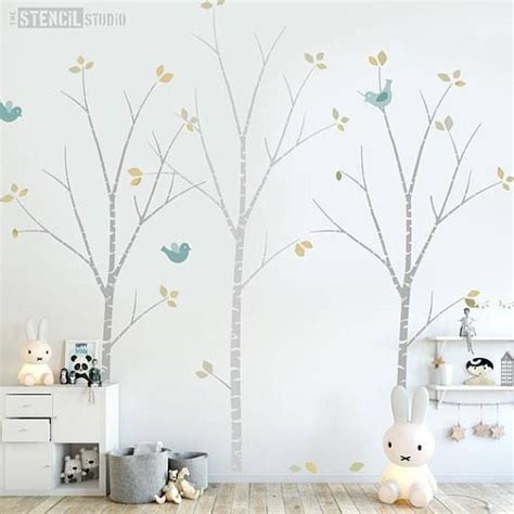 Nursery Birch Trees Stencil Pack Great For Nurseries And Kids Birch Tree