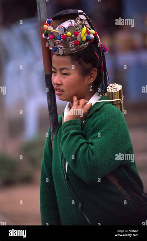 Akha Girl Muang Sing Luang Nam Tha Laos Stock Photo Alamy