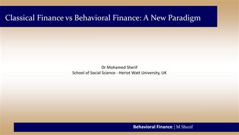 Pdf Behavioral Finance Vs Traditional Finance