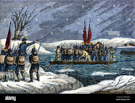 Ejército Continental Cruzando El Río Delaware En La Noche Para Atacar