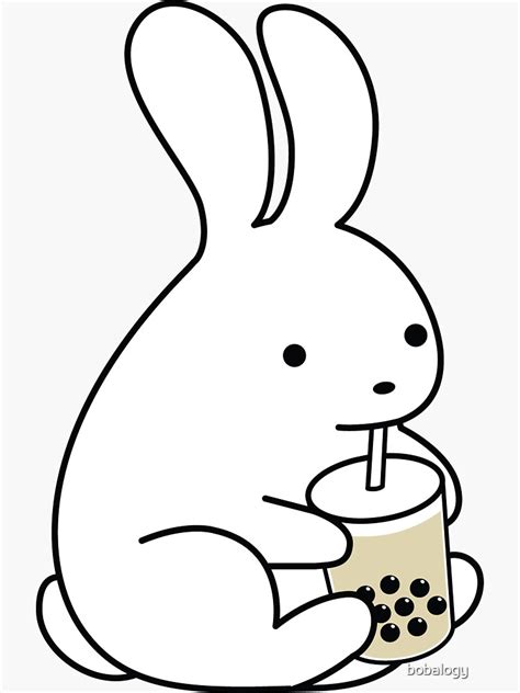 Cute Bunny Drinking Boba Bubble Milk Tea Sticker For Sale By Bobalogy