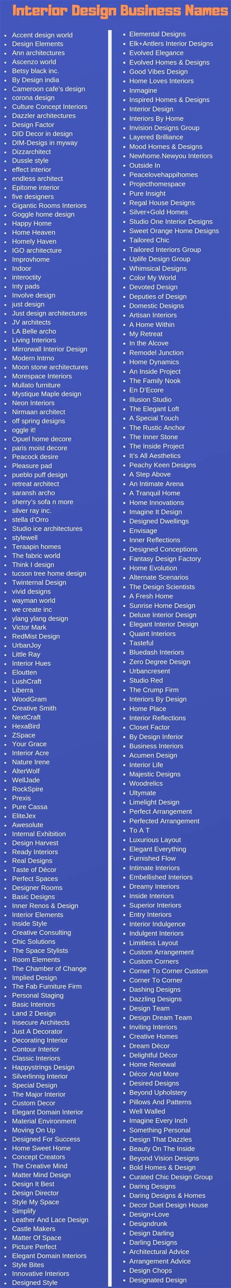 360 Interior Design Business Name Ideas And Suggestions