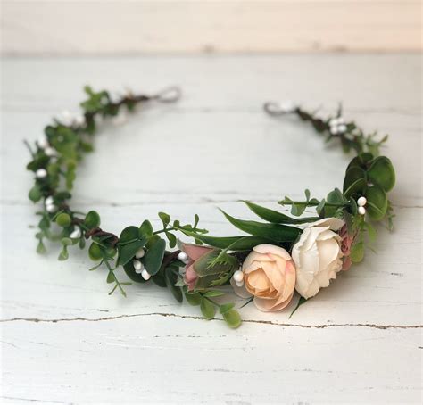Ivory blush flower crown wedding flower headband flower | Etsy | Flower headband wedding, Flower ...
