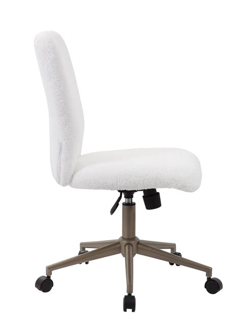 White Fur And Gold Office Chair