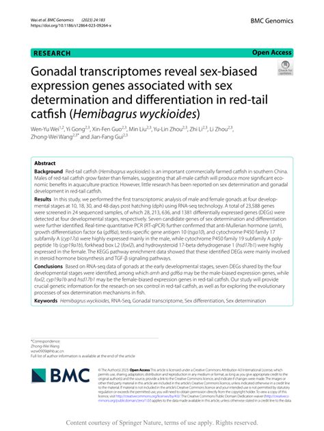 Pdf Gonadal Transcriptomes Reveal Sex Biased Expression Genes