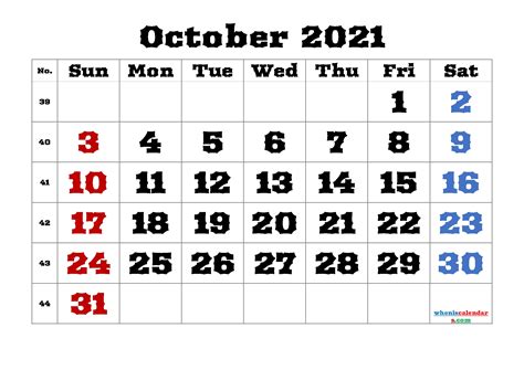 October 2021 Calendar To Print Printable Blank Calendar Template
