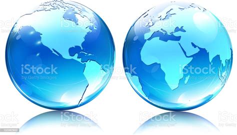 Glossy Earth Map Globes Stock Illustration Download Image Now Blue