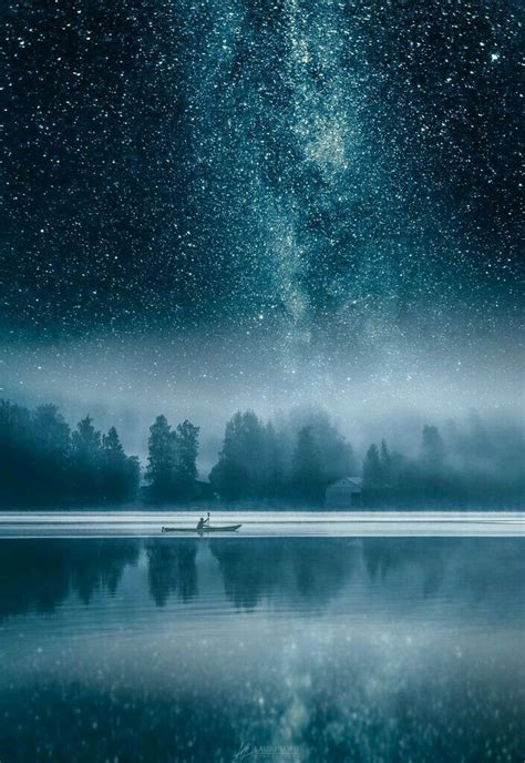 Milky Way Over Vavajeveski Lake In Finland Scenery Beautiful Nature