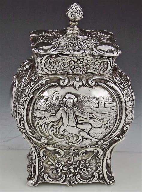 German Antique 800 Silver Figural Tea Caddy