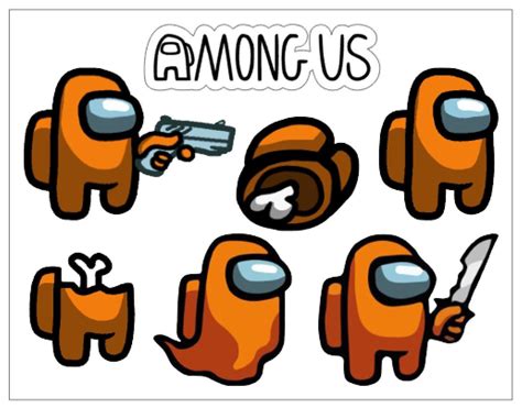 Among Us Sticker Pack Character Stickers Set By Color Etsy