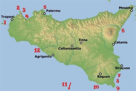 Mappa Spiagge Sicilia Carta Geo Europa