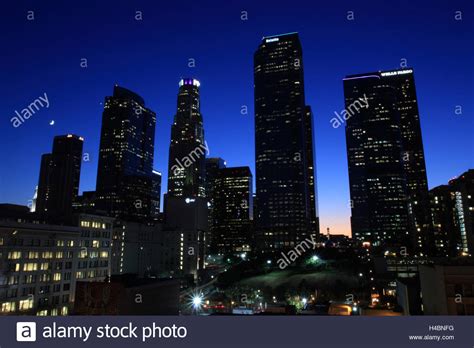 Night Photography Downtown Los Angeles California Stock