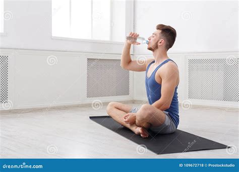 Man Drinking Water At Gym On White Background Stock Photo Image Of