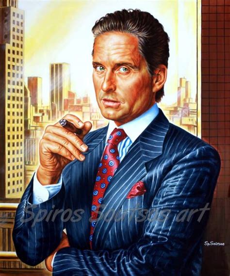 Gordon Gekko Painting Michael Douglas Portrait Wall Street Movie Poster