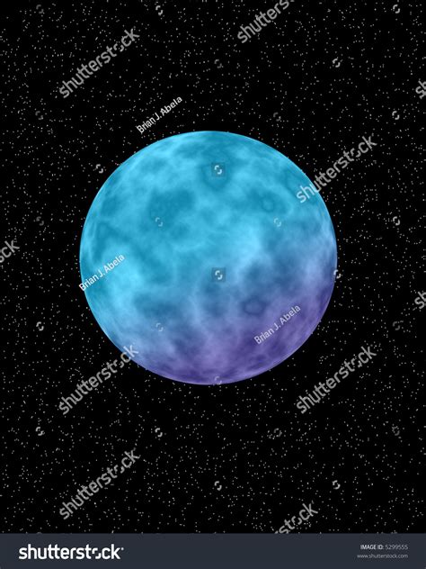 Blue And Purple Planet On A Star Covered Background Stock