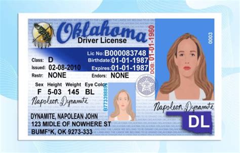 Oklahoma Drivers License Template Psd Photoshop File