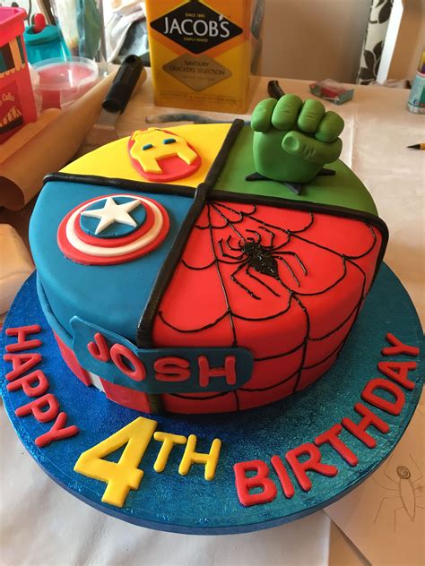 Avengers Cake Victoria Sponge With Jam And Buttercream Iced In Fondant Avengers Birthday