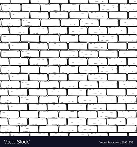 Brick Wall Black And White Seamless Pattern Vector Image