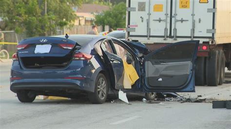 Driver Dies After Car Crashes Into Semi Tractor Trailer In Northwest Miami Dade