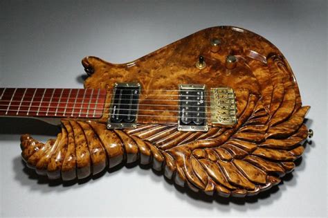 Hand Carved Electric Guitar By Abram Barrett Thuya Burl Body Tiger Maple Neck With A Rosewood