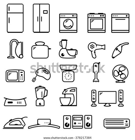 Home Appliances Icon Set Stock Vector Royalty Free 378217384
