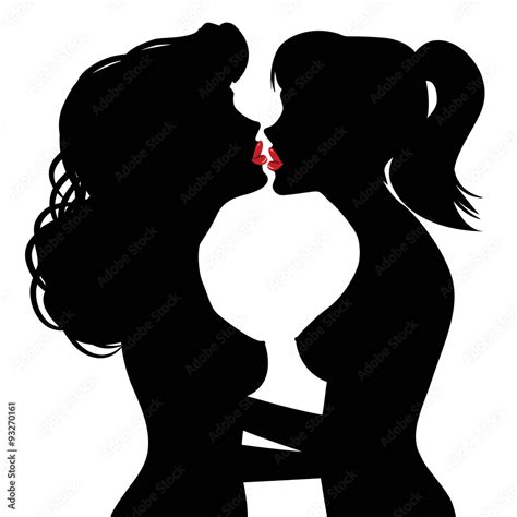 Lesbians Kiss Iridescent Silhouettes Of Two Women Kissing Each Stock Vector Adobe Stock