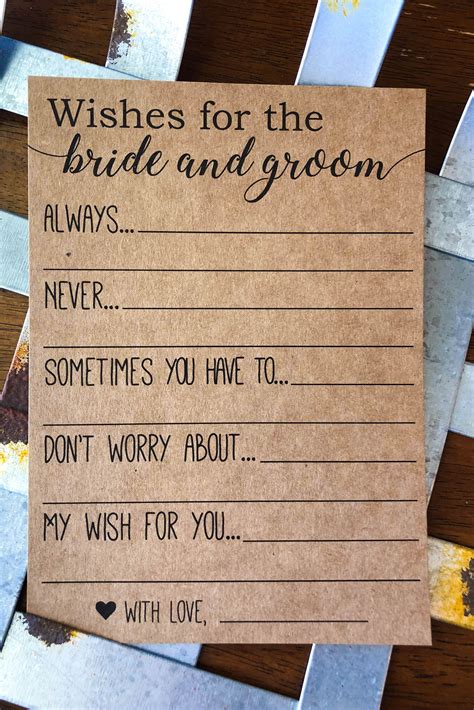 Wishes For The Bride And Groom Advice For The Bride And Etsy