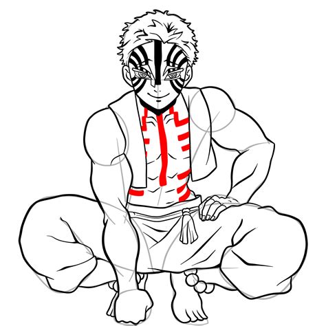 How To Draw Akaza From Demon Slayer Sketchok