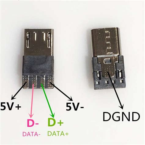 10pcsbag Yt2153y Micro Usb 4pin Male Connector Plug Whiteblack