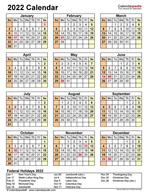 2022 Calendar Printable Calendarpedia