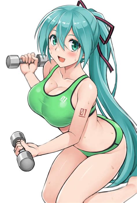 Hormone Koijirou Hatsune Miku Vocaloid 1girl Aqua Hair Ass Barefoot Bra Breasts