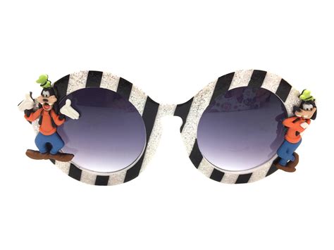 Womens Round Disney Sunglasses With Goofy Embellishments And
