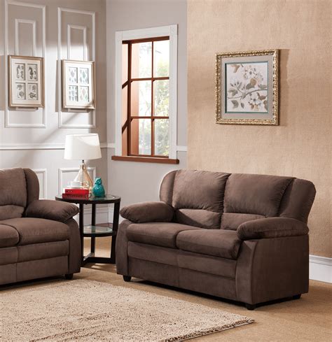 Chocolate Upholstered Microfiber Stationary Living Room Loveseat Ebay