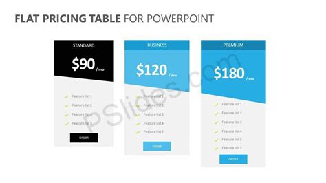 Flat Pricing Table For Powerpoint Pricing Table Powerpoint Table