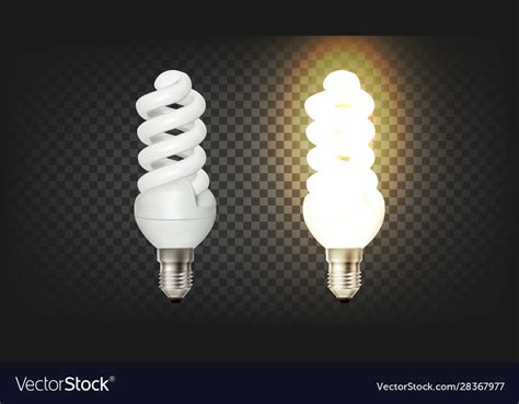 Glowing Spiral Compact Fluorescent Lamp Cfl Vector Image