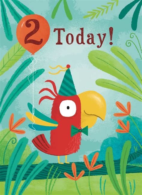 2 Today Parrot Birthday Card By Hannah Jayne Lewin Illustration Cardly