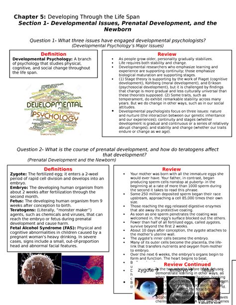 Chapter Developing Through The Life Span Section Developmental