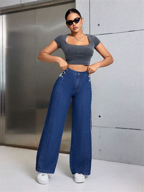 Shein Sxy Cross Tied Fashionable Jeans Shein Usa