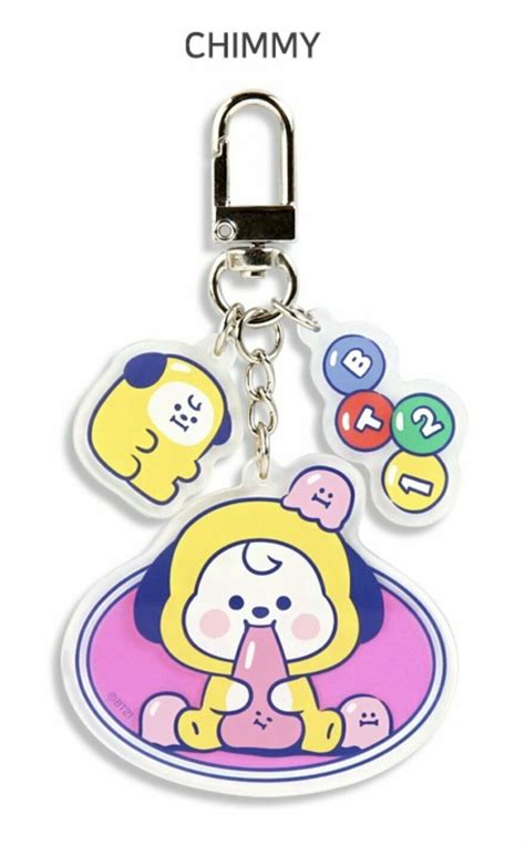 Bts Bt21 Official Baby Jelly Candy Keyring Acrylic Pin Badge Chimmy